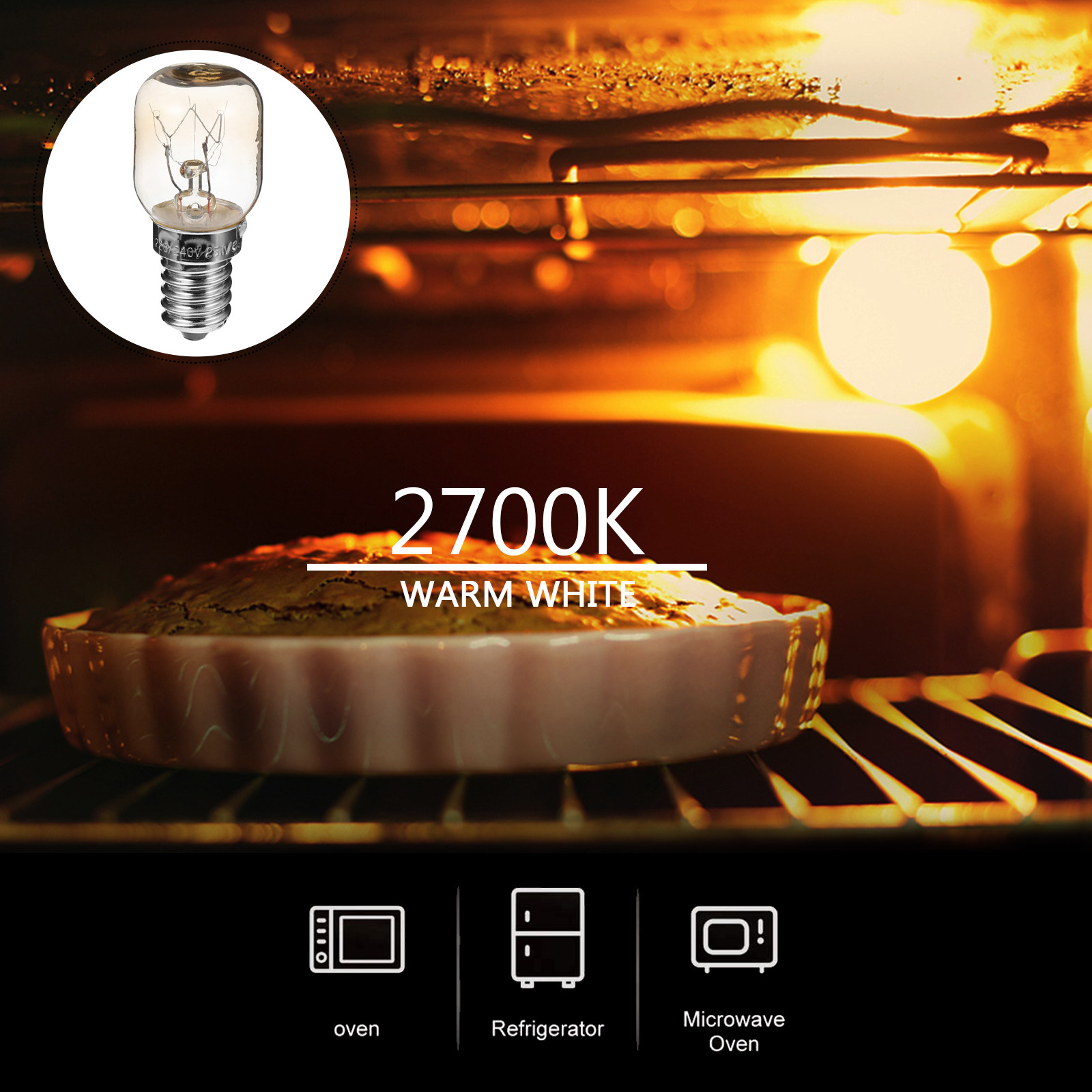Microwave Oven - 4 Adet Fırın Lambası, Isıya Dayanıklı